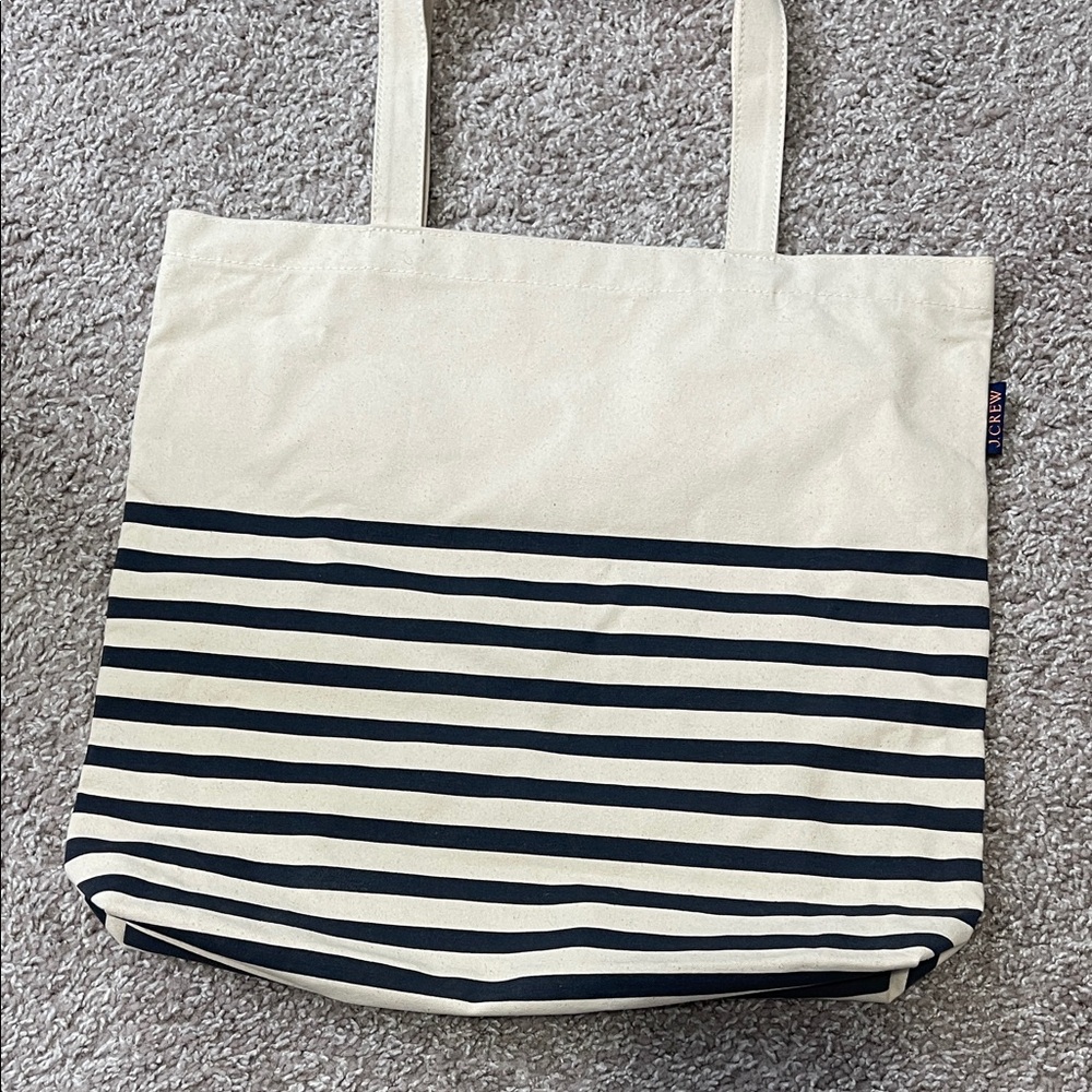 NWT J.Crew Striped Canvas Tote Bag - Picture 4 of 8